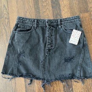 [NWT] Free People Black Denim Skirt